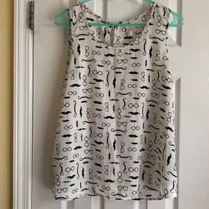Mustache and glasses sleeveless blouse